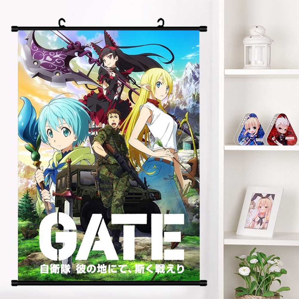 Gate Thus the JSDF Fought There Wall Scroll Poster Fabric  Painting For Anime Rory Mercury L: Posters & Prints
