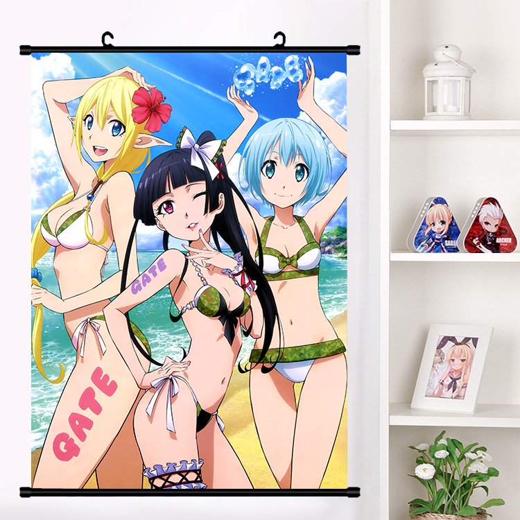  Gate Thus the JSDF Fought There Wall Scroll Poster Fabric  Painting For Anime Rory Mercury L: Posters & Prints