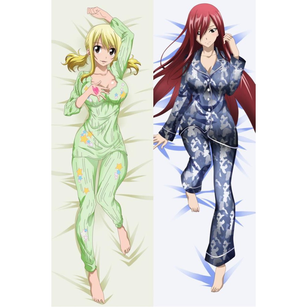 Fairy Tail Lucy Heartfilia and Erza Scarlet body double side printed pillow cover wit...